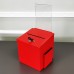 FixtureDisplays® Box, Red Metal Donation Suggestion Charity Key Drop Fund Raising w/ Sign Holder 10918-red+11460-2